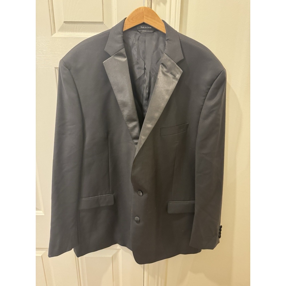 Lauren Ralph Lauren Black Tuxedo Jacket 52L 100% Wool Satin Lapel Formal